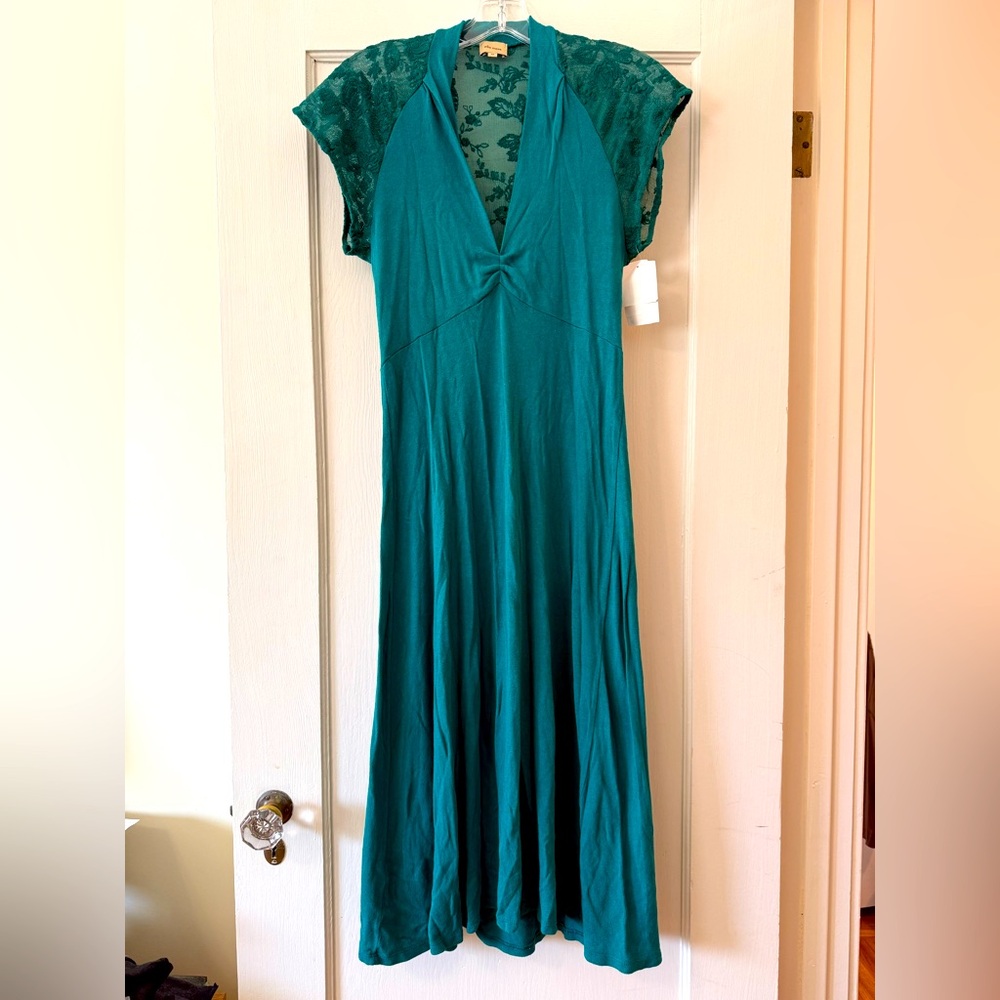 Ella Moss | Teal Lace-Sleeve Dress size M